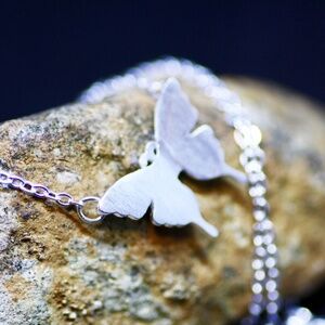 Simple Butterfly Necklace Handmade in Sterling Silver, Little Girl Jewelry